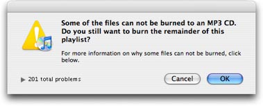 Can't Burn iTunes Store Songs