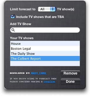 Configure TV Forecast