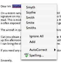 Spelling Contextual Menu