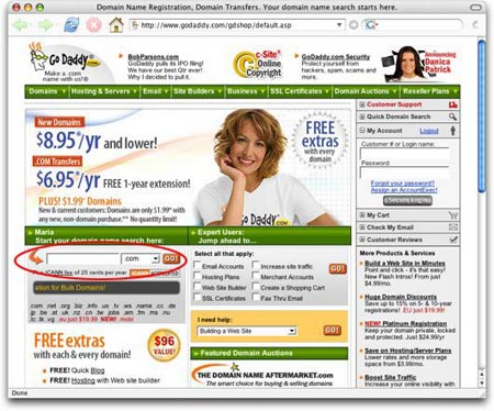 GoDaddy.com's Home Page