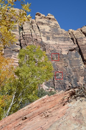 Rock wall with climbers