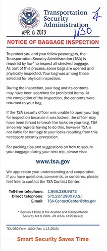tsa searched my checked bag and something is missing